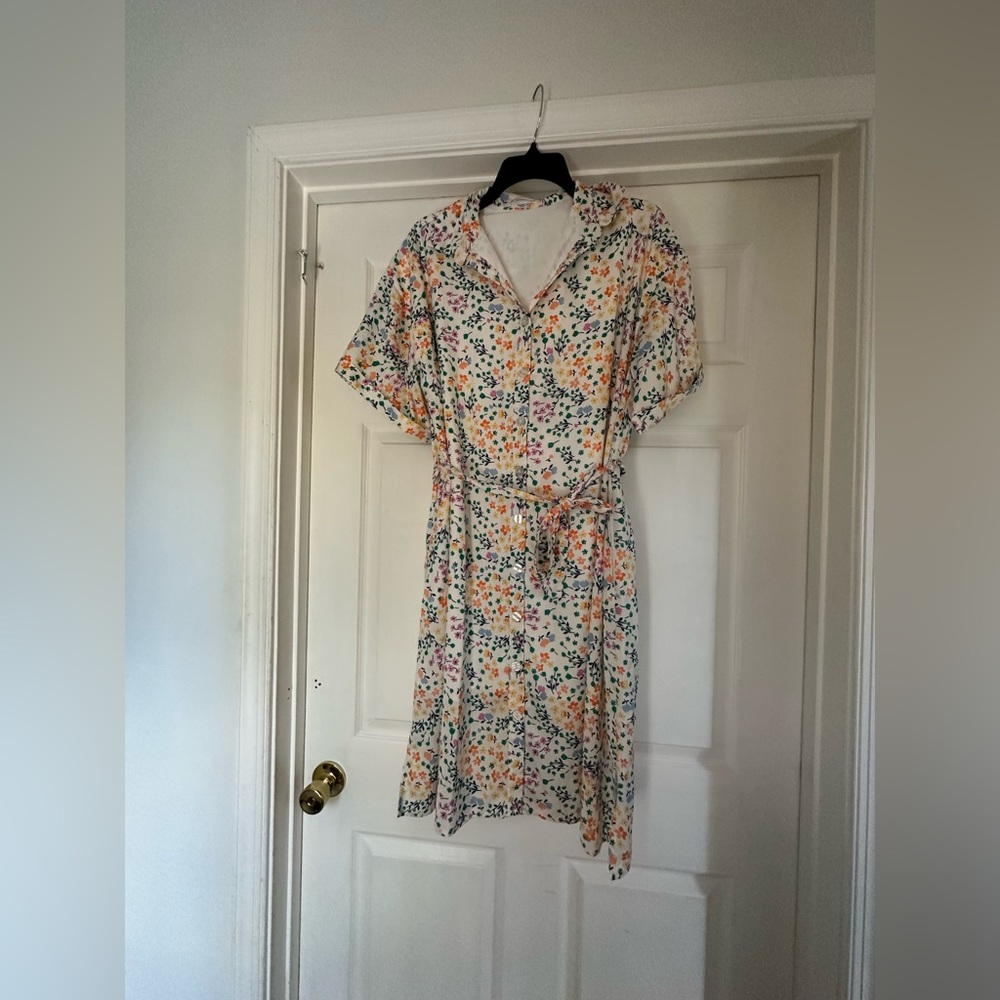 NWOT Summersalt lined floral shirt dress with pockets